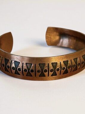 Vintage 1970s Coppercraft Guild Cuff Bracelet Boho Copper Tribal Southwestern
